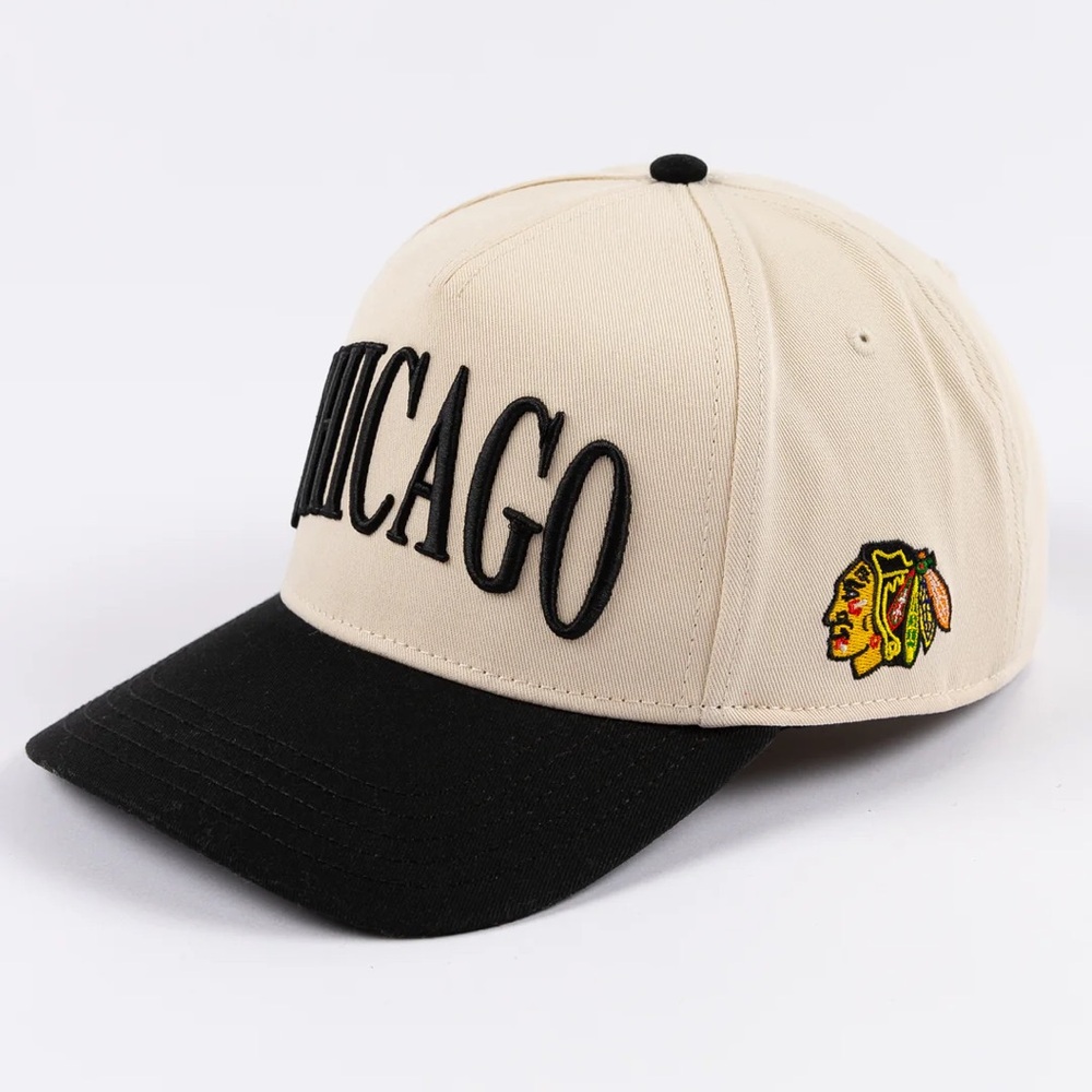 ISO!! CHICAGO BLACKHAWKS X ALICE & WONDER BLACK CHICAGO WORDMARK ROSCOE CAP